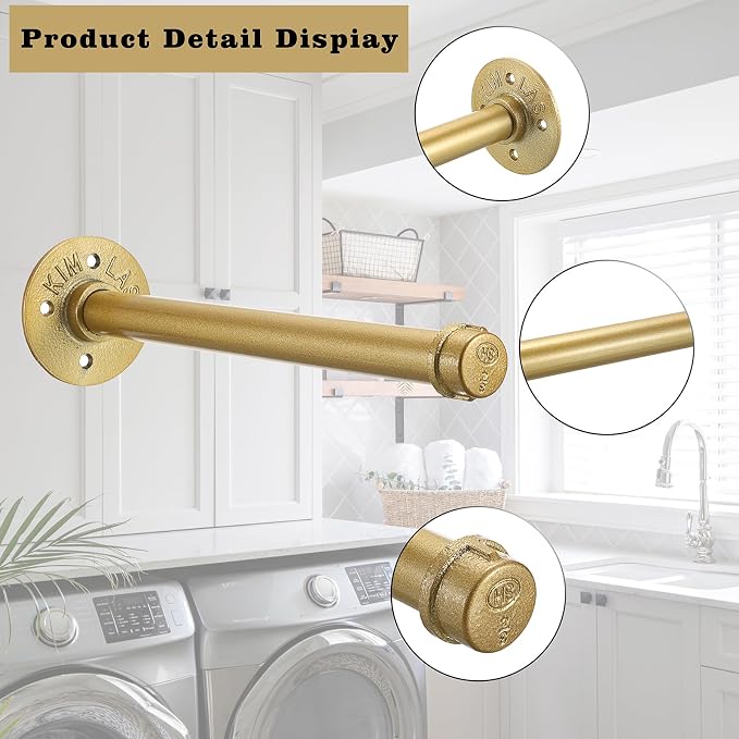 Sumnacon 2 Pack 12 Industrial Pipe Wall Mounted Clothing Rack Bar - Image 4