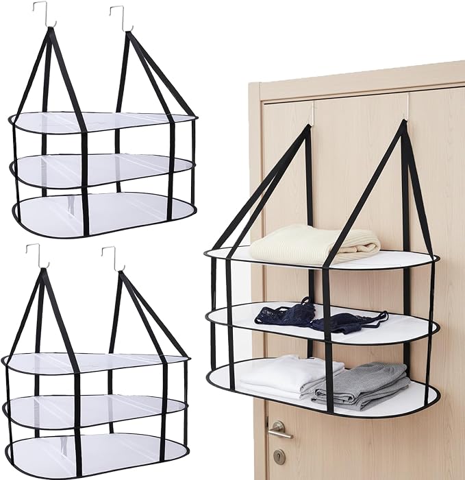 CINPIUK 2 Pcs 3-Tier Sweater Drying Rack Over The Door, Foldable Mesh Hanging by CINPIUK