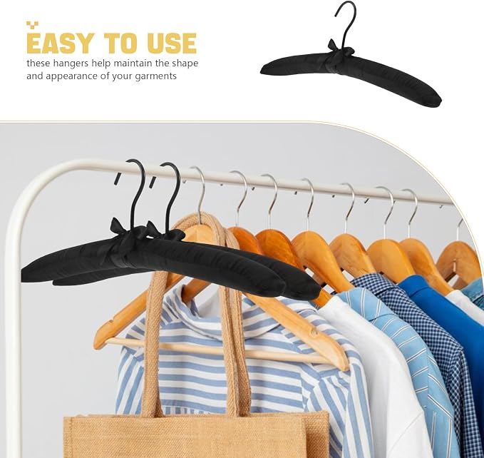 5pcs Black Satin Padded Hangers - Image 3