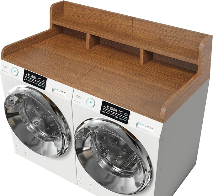 Washer Dryer Countertop With Shelf, 2-Tier Laundry Countertop with Edge Rails by Zjjseloru
