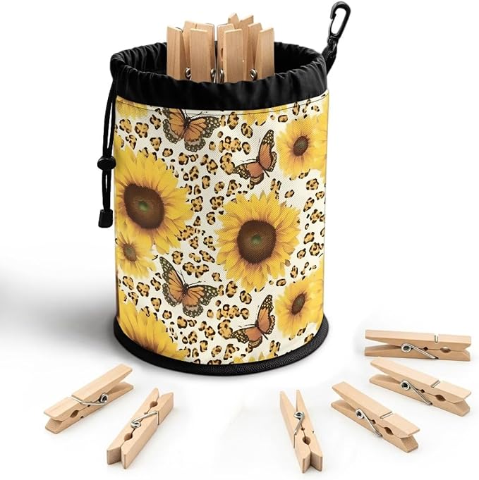 Clothespin Storage Bag with Hooks & Drawstring Closure Dragonfly Star Moon by Unknown