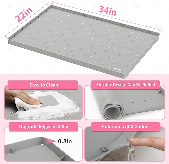Sdpeia Under Sink Mat 31"×22" Waterproof Silicone Cabinet Liner & Sink Protector - Image 4