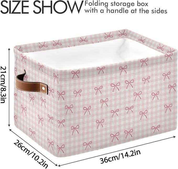 Wamika Pink Cherry Bow Storage Basket - Image 3