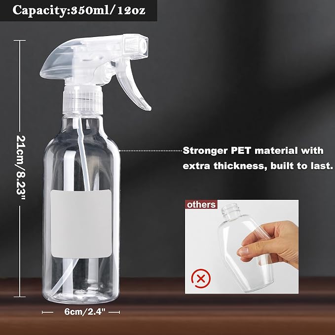 Plastic Spray Bottles 12oz 2 Pack Adjustable Mist/Stream Spraying Heavy Duty - Image 3