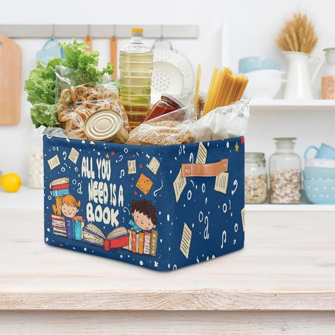 Collapsible Back to School Basket Quotes Reading Book Storage Bins - Image 8
