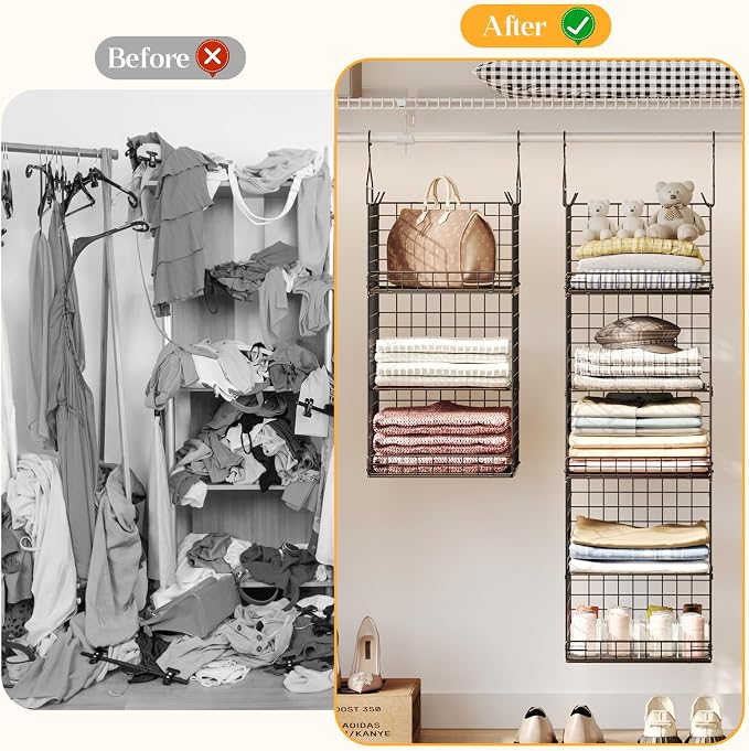 5 Tier Closet Hanging Organizer and Storage Separable Hanging Closet Shelves - Image 9