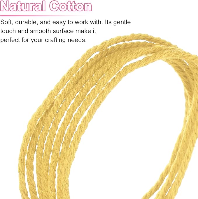 HARFINGTON Natural Macrame Cord 2mm x 220 Yards 3 Strand Twisted Cotton Macrame - Image 4