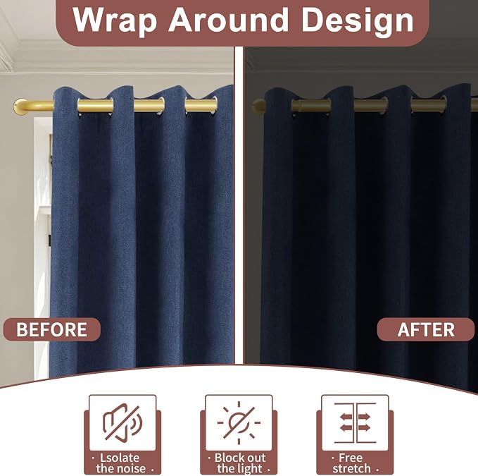 Meriville 1-Inch Diameter Wrap Around Blackout Curtain Rod, 48-Inch to 84-Inch - Image 3