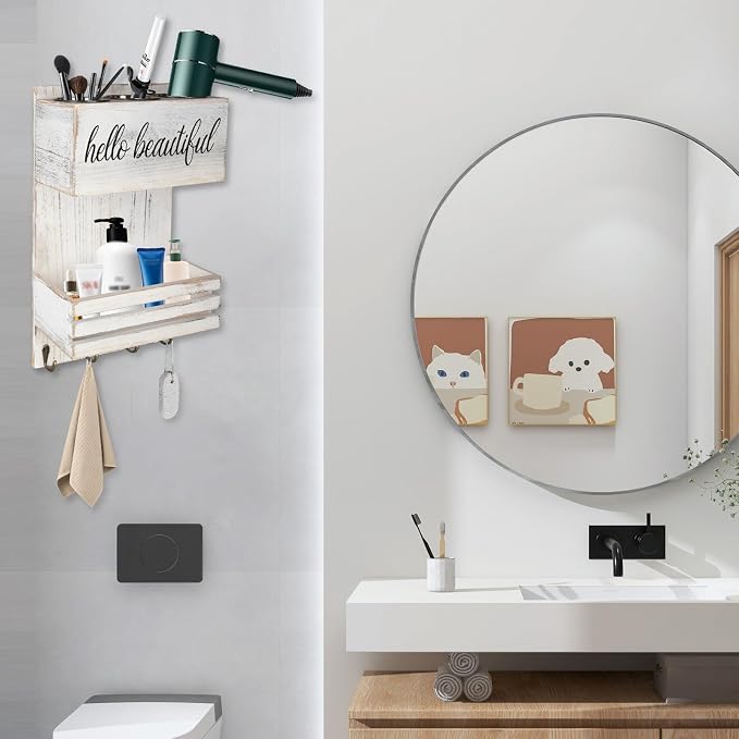 Wooden Hair Dryer Holder Wall-Mounted - Image 5