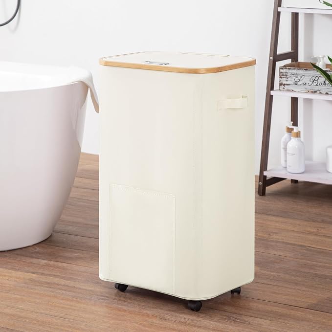 Laundry Basket with Wheels, Tall Dirty Clothes Hamper on Wheels, Rolling - Image 5