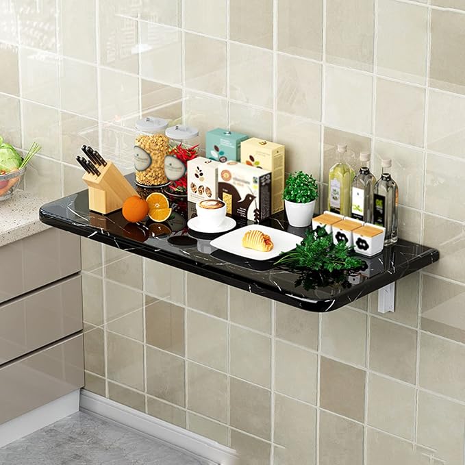 Laundry Folding Table Wall Mounted Marble Pattern Wall Table - Image 3