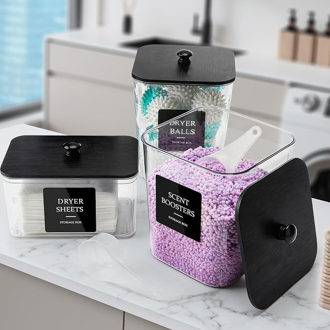 Laundry Pods Container, Large Laundry Detergent Powder Storage Containers Black - Image 7