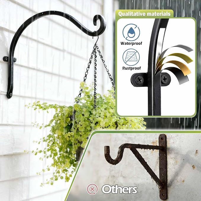 Hanging Plant Brackets Outdoor: 50lbs Weight Capacity - Image 4