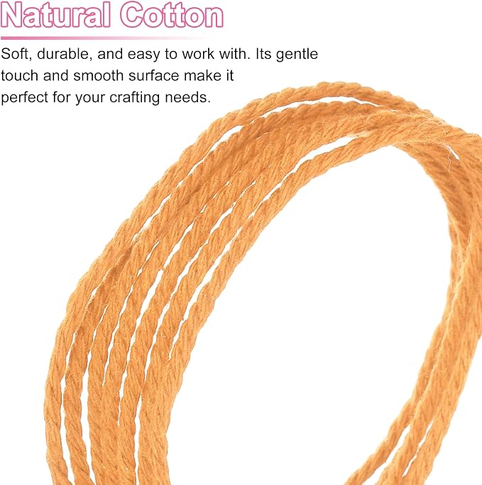 HARFINGTON Natural Macrame Cord 2mm x 220 Yards 3 Strand Twisted Cotton Macrame - Image 4