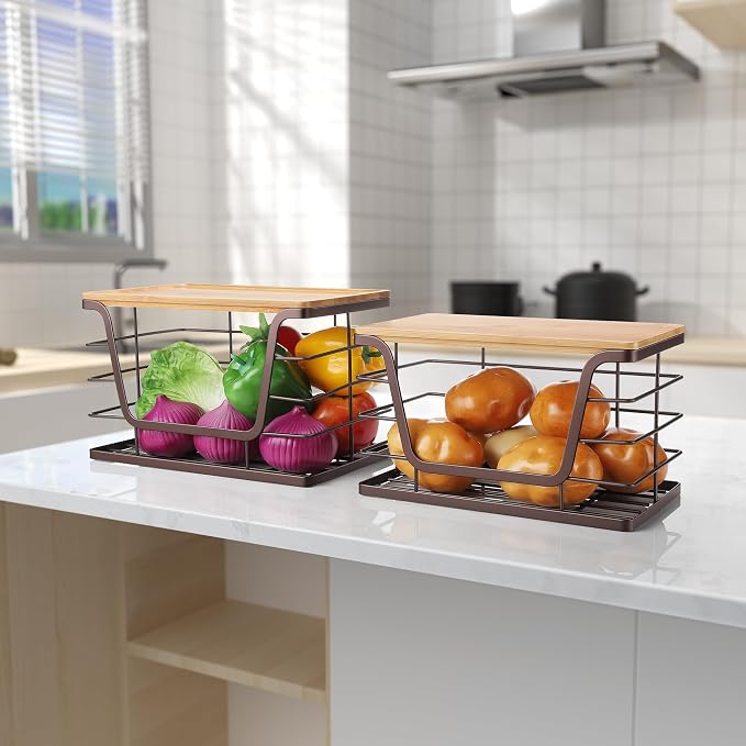 ALOCEO 2 Pack Stackable Wire Storage Basket - Image 4