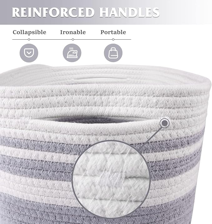 WISELIFE Storage Basket 3 Pack, Cotton Rope and Woven Baskets - Image 3