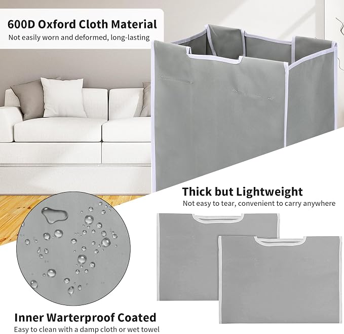 Jhua 3 Pack Large Laundry Sorter Replacement Bags, 600D Oxford Cloth, - Image 3