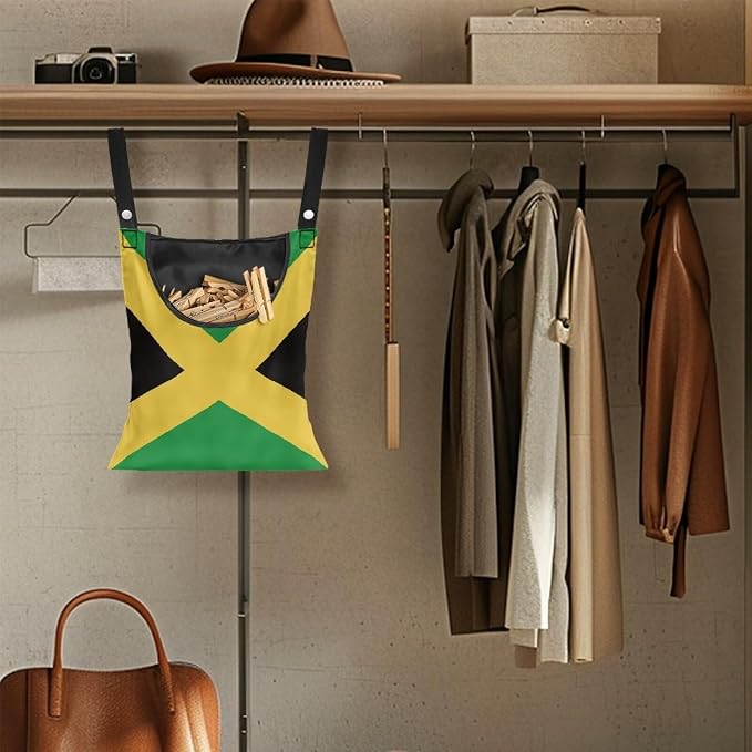Jamaica Flag Clip Storage Bag Portable Laundry Clothes Pin Holder Machine - Image 4