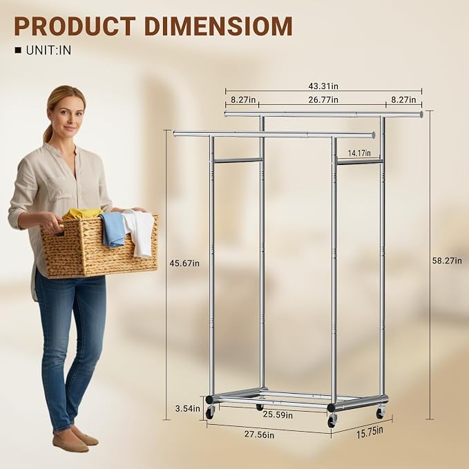 TigerParty Double Rods Clothes Rack - Image 3