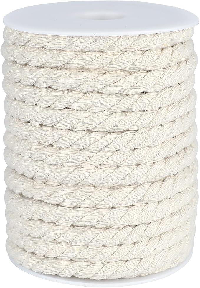 joycraft Macrame Cord, Off White Cotton Rope, 8mm x 21 Yard Natural White by joycraft