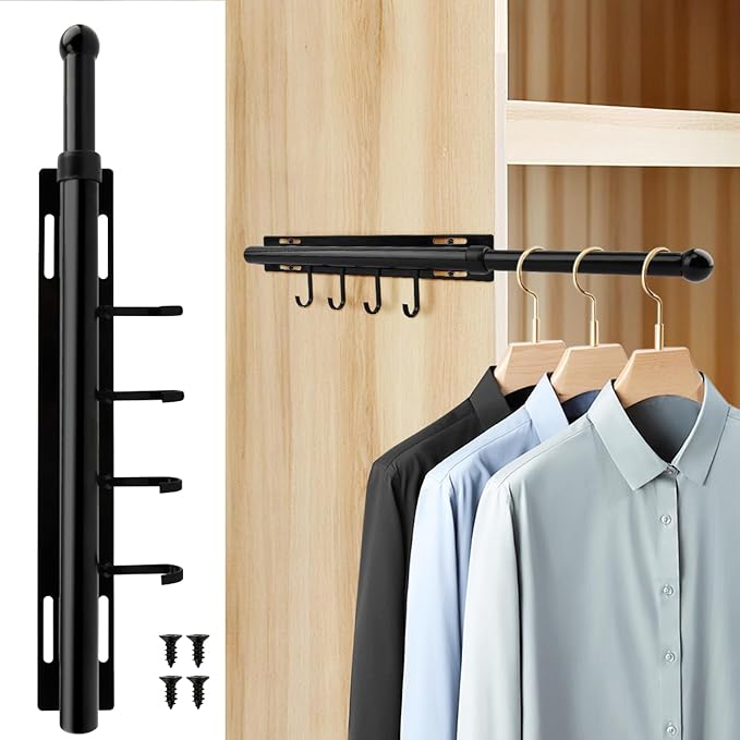 12 Inch Valet Rod for Closet Pull Out, Retractable Slide Out Clothes Hanger by Unknown