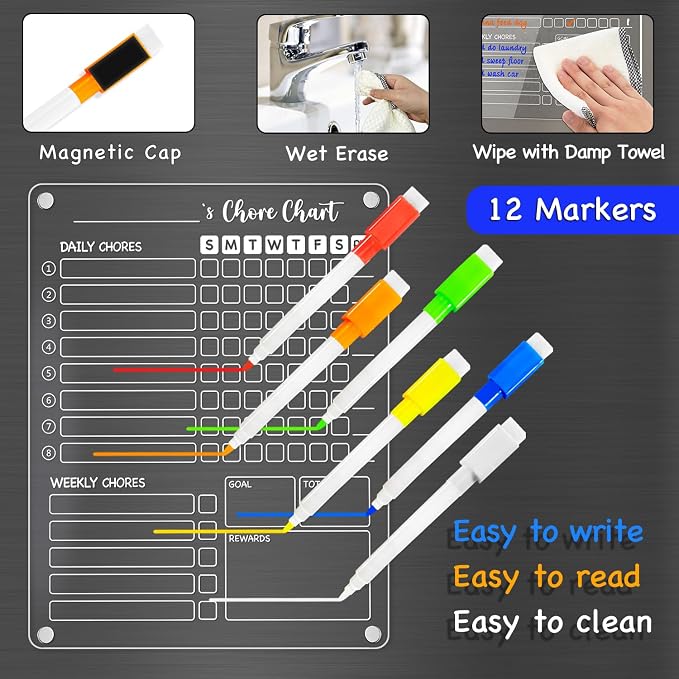 PigPotParty 3 Pack Acrylic Magnetic Kids Chore Chart - Image 2