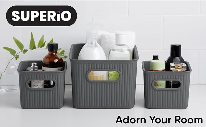 Superio Decorative Plastic Basket Open Home Storage Bins Organizer Baskets - Image 8
