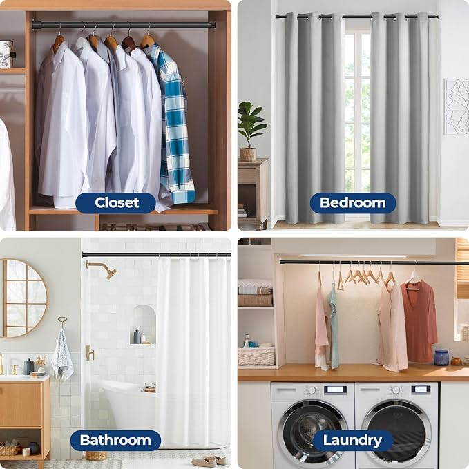 Mavivegue Closet Rods for Hanging Clothes, 17 to 57 Inches Stepless Adjustable - Image 8