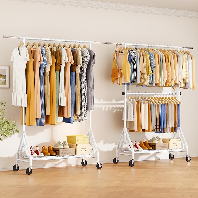 Heavy Duty Clothes Rack for Hanging Clothes, Double Rods Clothing Rack - Image 8