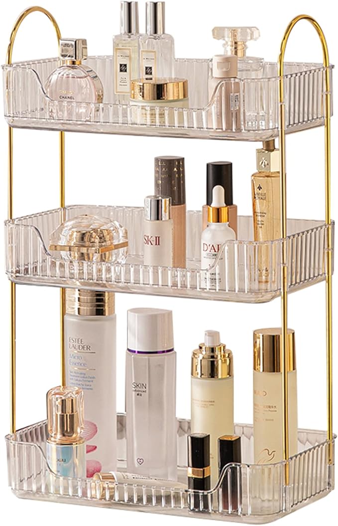 Bathroom Counter Organizer Countertop Storage, Cosmetics Skincare Shelf by SHUANGQING