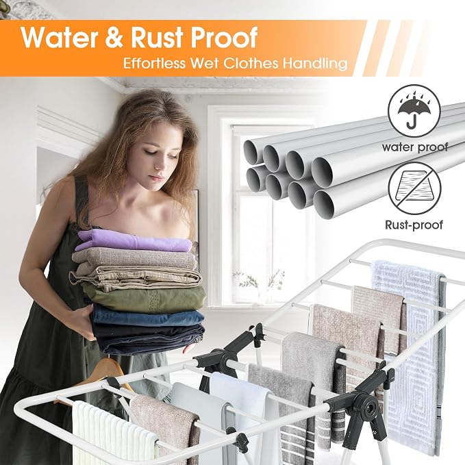 Clothes Drying Rack, Metal Foldable Laundry Drying Rack, - Image 4
