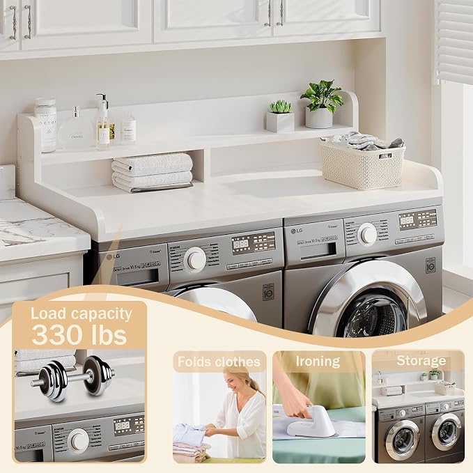Washer and Dryer Countertop, 2 Tier Laundry Room Wood Countertop - Image 4