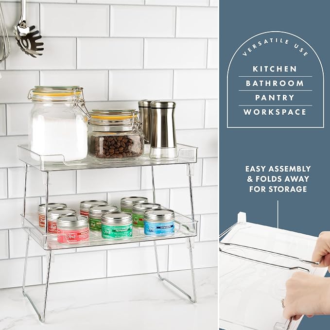 Masirs Clear Stackable Shelf, Easily Organize Your Kitchen Counter and Cabinet - Image 4