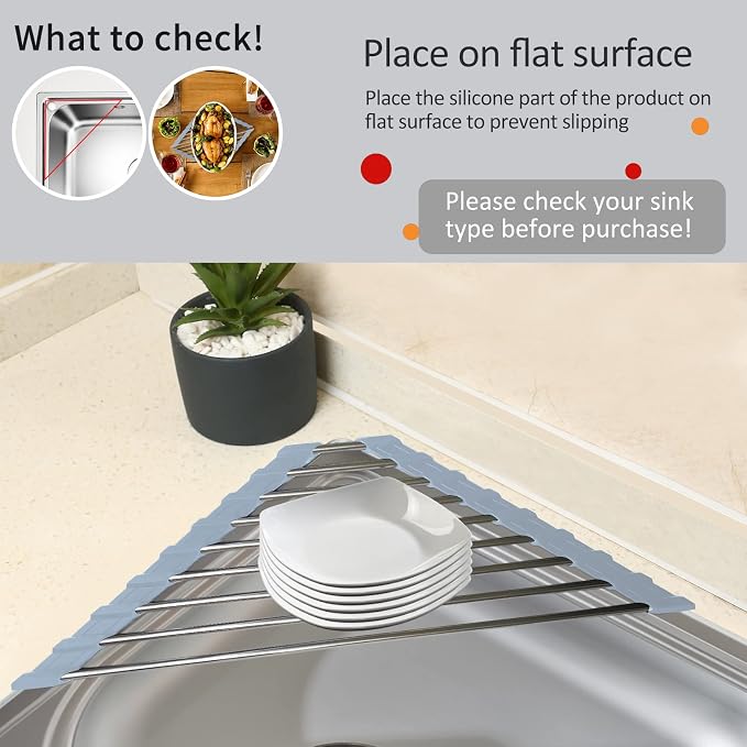 2 Pack Sink Sponge Holder in Sink Dish Drying Rack Corner Sink Strainer - Image 8