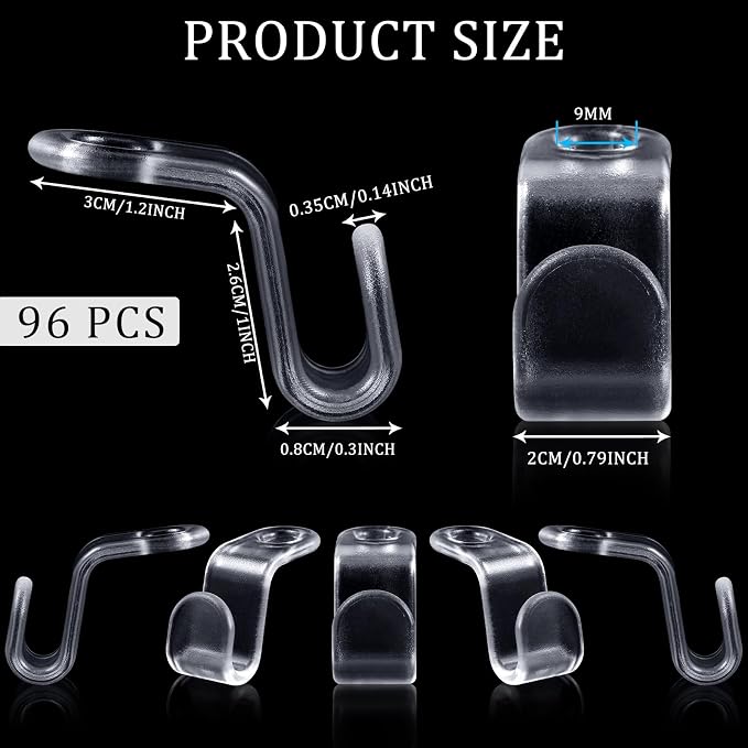 Jetec 96 Pieces Clear Clothes Hanger Connector Hooks Hanger Extender Clips - Image 2