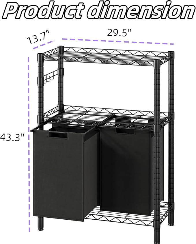 2 Section Laundry Sorter, Laundry Hamper - Image 2