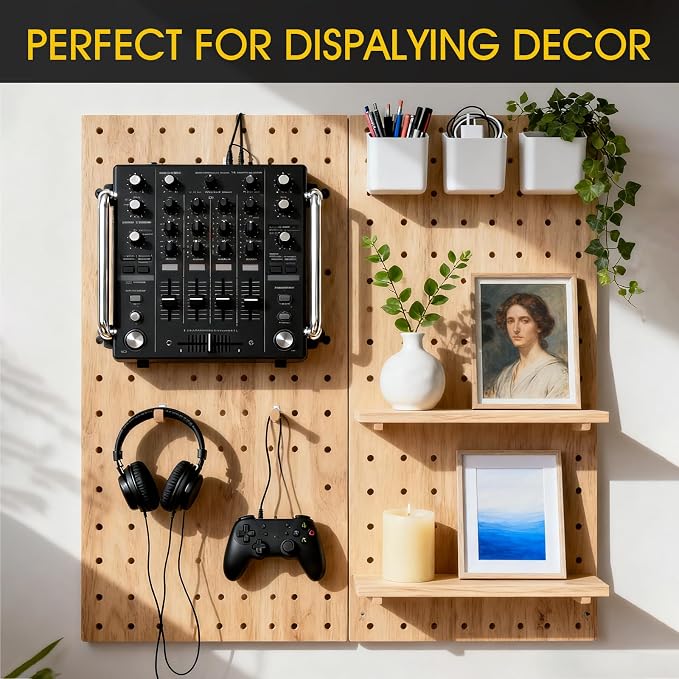 Pegboard Shelf Set of 2, High Stability Wooden Shelf - Image 4