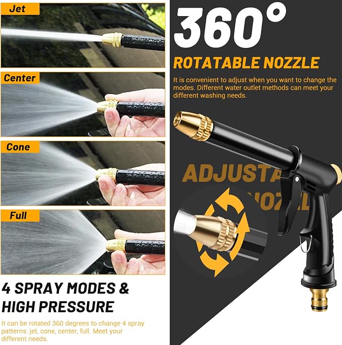 Garden Hose Nozzle with 4 Patterns, Soap Dispenser & Quick Connectors, Plastic - Image 4