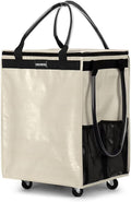 Reusable Grocery Bag on Wheels, Foldable Rolling Tote, Carries Up to 66 lbs by EROBSKJ