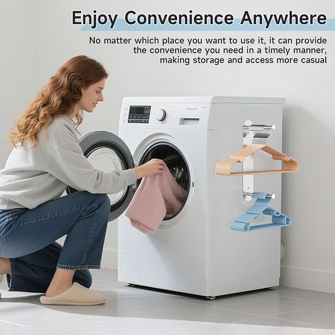 Hanger Holder for Laundry Room, Wall Mounted Clothes Hanger Organizer Stacker - Image 9