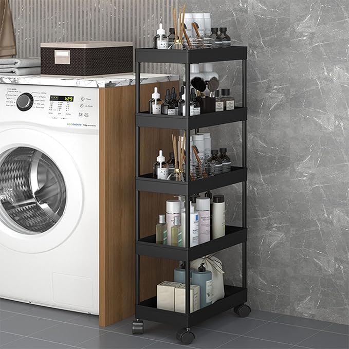 Slim Storage Cart, Bathroom Organizer Kitchen Organization Mobile Shelving Unit - Image 2