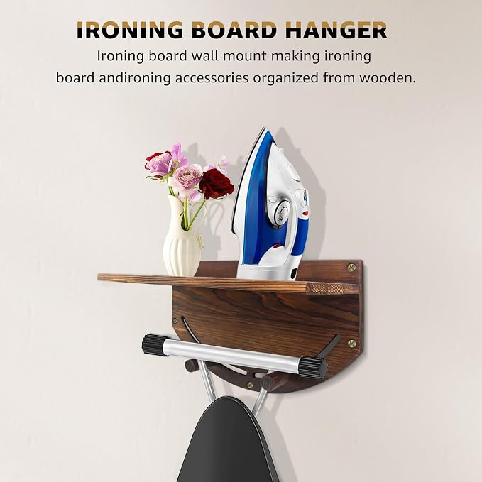 Ironing Board Hanger Wall Mount Wooden Ironing Board Hanger, Ironing Holder - Image 5