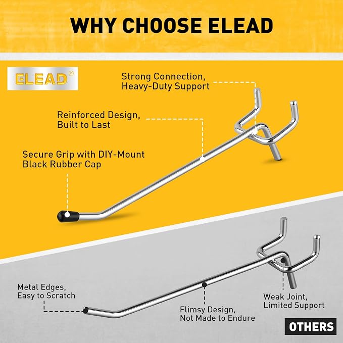 ELEAD 105-Piece 4 Inch Pegboard Hooks, Heavy Duty Peg Board Organizer - Image 4