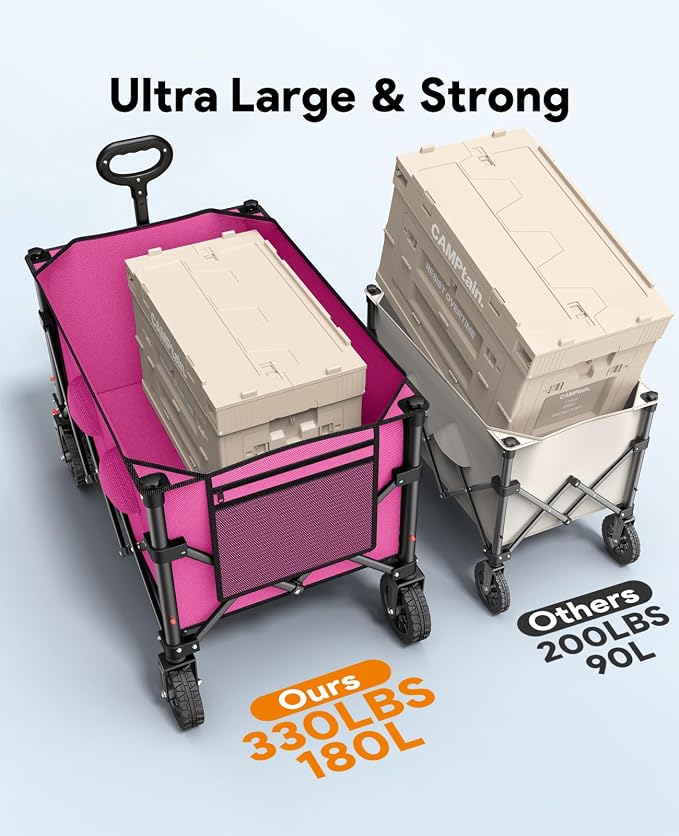 Wagons Carts Foldable, Collapsible Foldable Wagon 330lbs Capacity, Large - Image 4