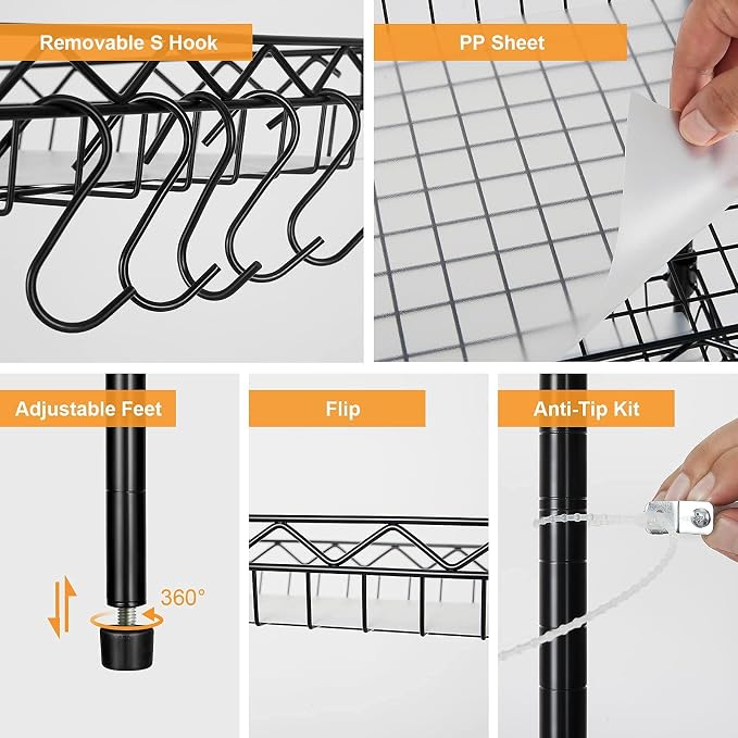 Storage Shelves, 5-Tier Wire Shelving Unit - Image 7