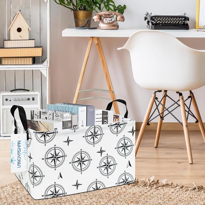 LANGYASHAN Rectangular Storage Bin Collapse Canvas Fabric Cartoon Storage Basket - Image 5