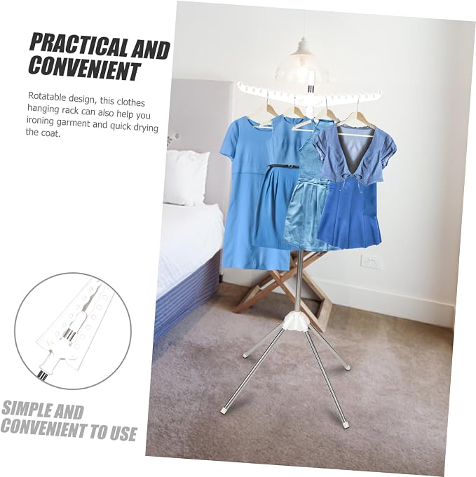 Cabilock Rotatable Clothes Drying Rack Detachable Ironing Board Holder Space - Image 5