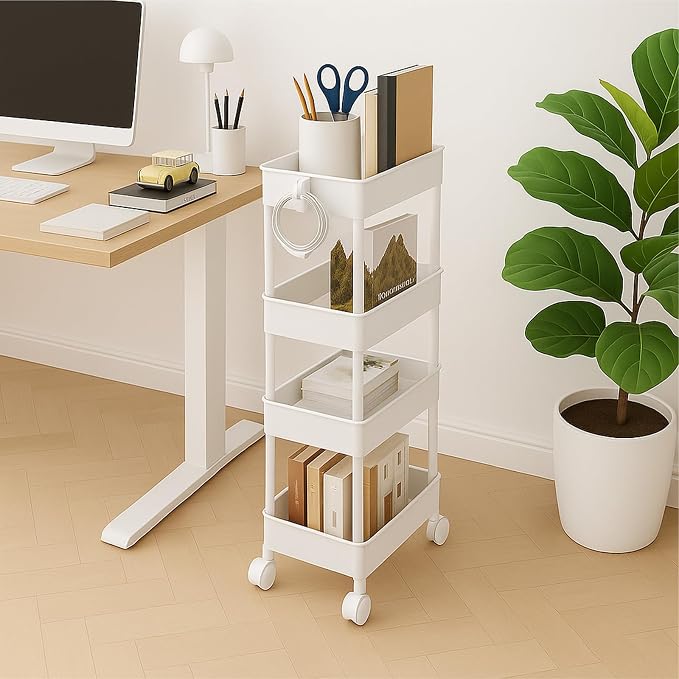 ShellKingdom 4 Tier Bathroom Storage Organizer, Slim Rolling Storage Cart - Image 9
