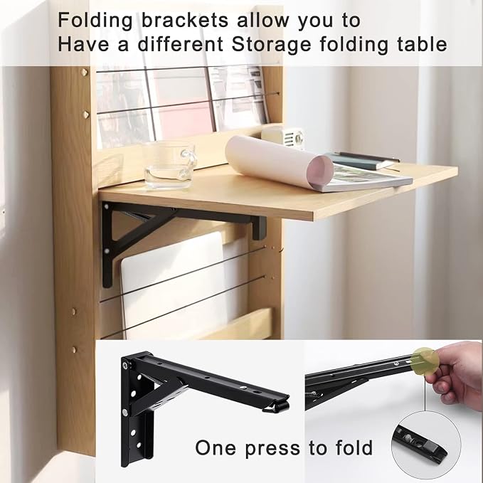 Folding Shelf Brackets Hinges 2 Pcs, Drop Leaf Hinges, Wall Drop Leaf Table - Image 3