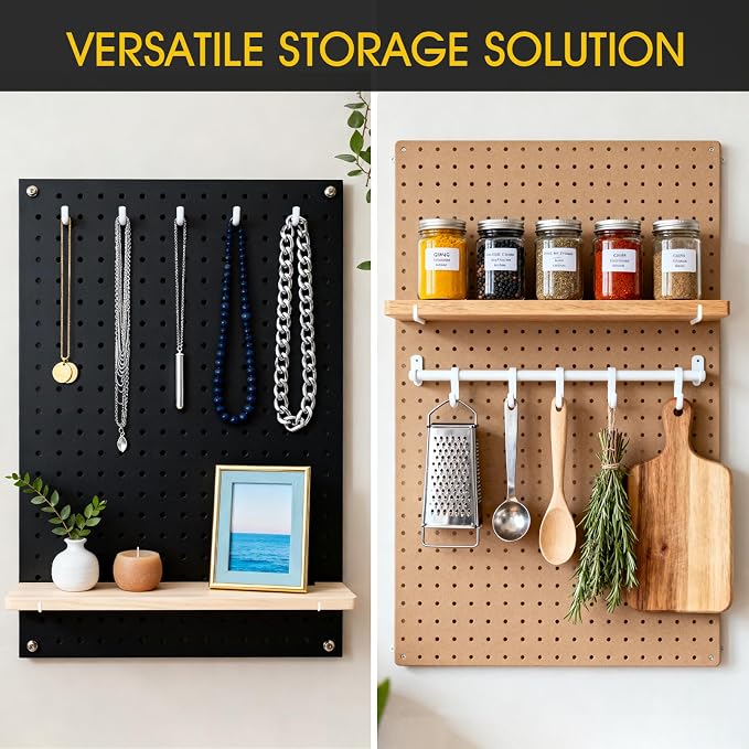 Pegboard Shelf Set of 2, High Stability Wooden Shelf - Image 6